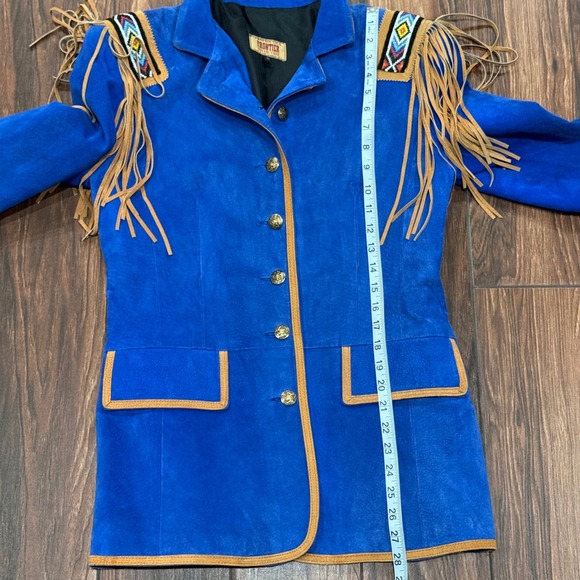 Vintage Frontier Collection Small Royal Blue Fringe Beaded Western Native Jacket - Picture 7 of 7